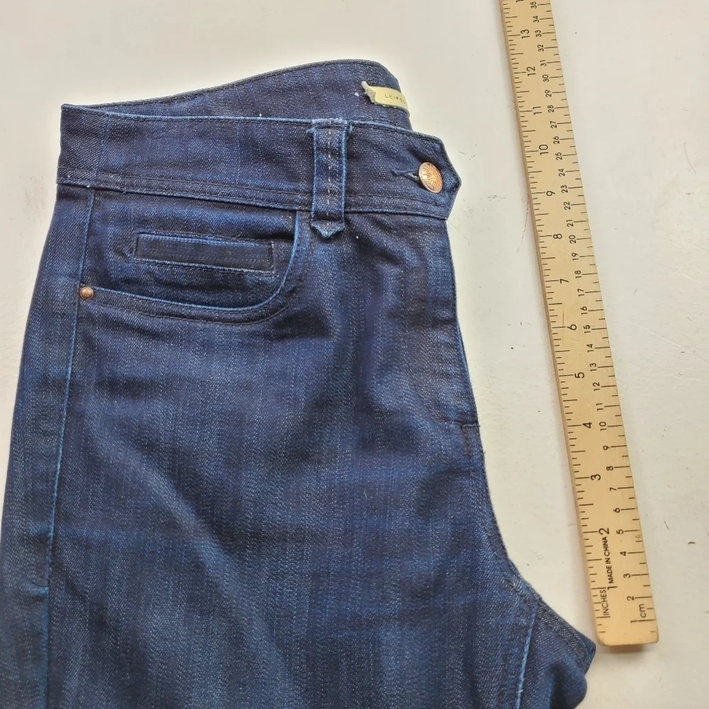 Anthropologie Leifsdottir Women Dark Denim Cropped Lace‎ Up Fray Riding Jeans 28